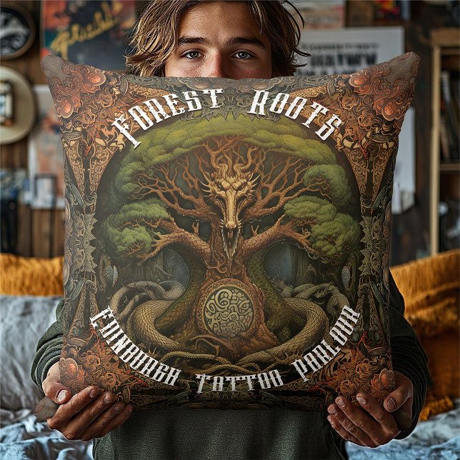 Celtic Tree Dragon - AI Art Generated Tattoo Art Kissen (Von Creator hochgeladen)