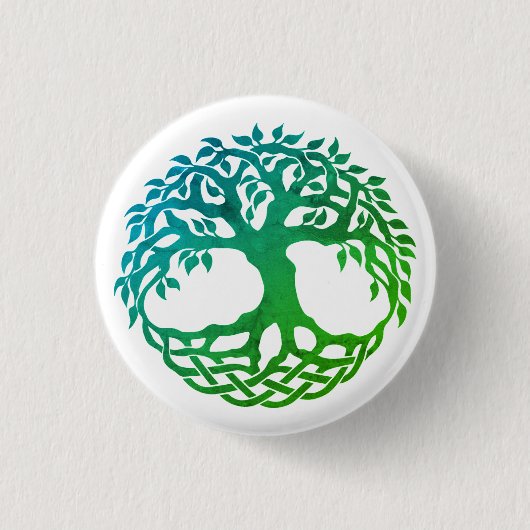 Celtic Tree of Life Button (blau-grün) (Vorderseite)