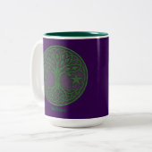 Celtic Tree of Life Custom Name Zweifarbige Tasse (Vorderseite Links)