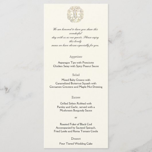 Celtic Tree of Life Gold Wedding Menu Menükarte (Vorderseite)