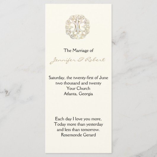 Celtic Tree of Life Gold Wedding Program Programm (Vorderseite)