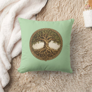 Celtic Tree of Life Sage-Grün-Wurfkissen Kissen