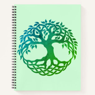 Celtic Tree of Life Spiral Notebook (Green-Blue) Notizblock