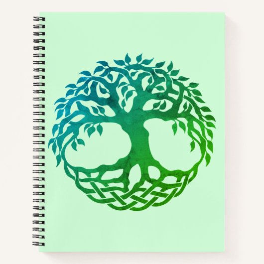 Celtic Tree of Life Spiral Notebook (Green-Blue) Notizblock (Vorderseite)