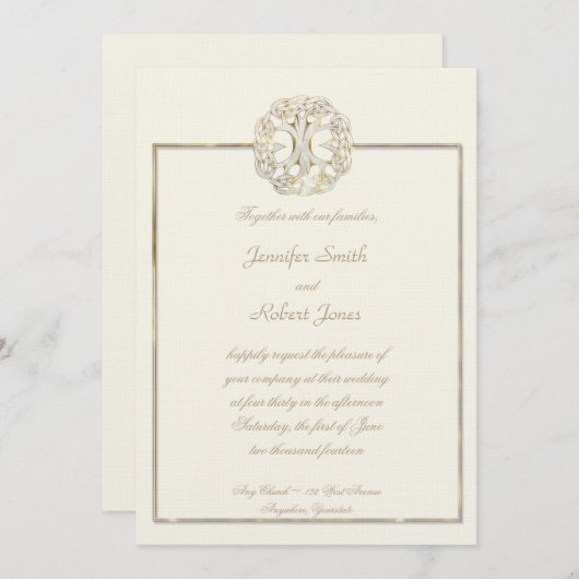Celtic Tree of Life Thistle Wedding Einladung (Vorne/Hinten)