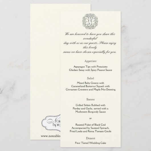 Celtic Tree of Life Wedding Menu Menükarte (Vorne/Hinten)