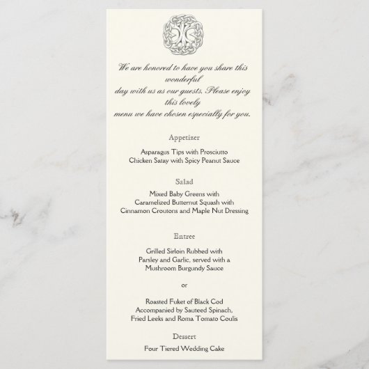 Celtic Tree of Life Wedding Menu Menükarte (Vorderseite)