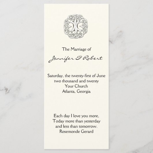 Celtic Tree of Life Wedding Program Programm (Vorderseite)