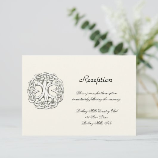 Celtic Tree of Life Wedding Reception Begleitkarte (Stehend Vorderseite)