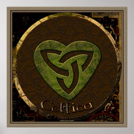 Celtic Tri-skellion & Antique Map Irish Art Poster (Vorne)