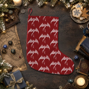 Celtic Tribal Dragon Red White Kleiner Weihnachtsstrumpf
