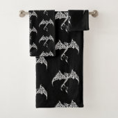 Celtic Tribal Dragon Schwarz-weiß Badhandtuch Set (Insitu)