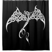 Celtic Tribal Dragon Schwarz-weiß Duschvorhang (Vorderseite)