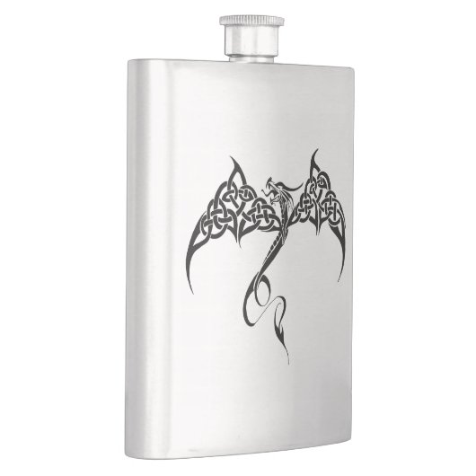 Celtic Tribal Dragon Schwarz-weiß Flachmann (Rechts)