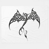 Celtic Tribal Dragon Schwarz-weiß Fleecedecke (Vorderseite (Horizontal))