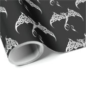 Celtic Tribal Dragon Schwarz-weiß Geschenkpapier (Rolleneckpunkt)