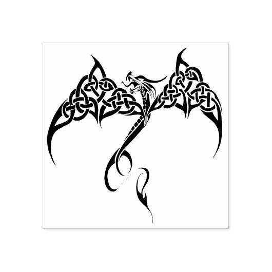 Celtic Tribal Dragon Schwarz-weiß Gummistempel (Prägung)