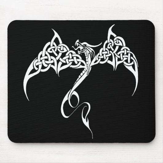 Celtic Tribal Dragon Schwarz-weiß Mousepad (Vorne)