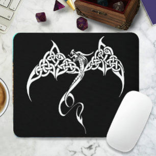 Celtic Tribal Dragon Schwarz-weiß Mousepad