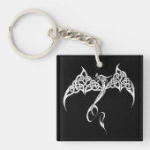 Celtic Tribal Dragon Schwarz-weiß QR-Code Schlüsselanhänger (Vorderseite)