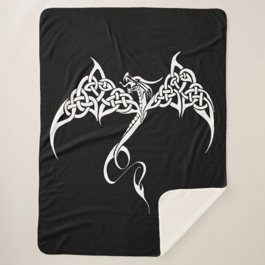 Celtic Tribal Dragon Schwarz-weiß Sherpadecke (Vorderseite)