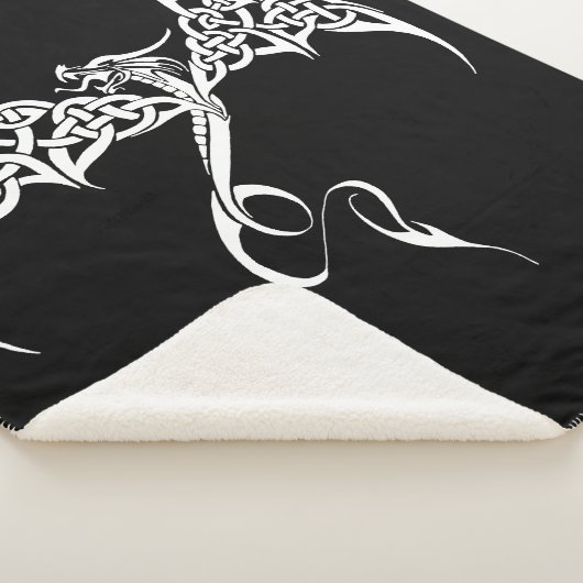 Celtic Tribal Dragon Schwarz-weiß Sherpadecke (3/4)