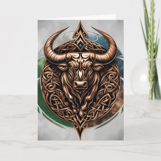 Celtic Tribal Taurus Birthday Card Karte (Vorderseite)