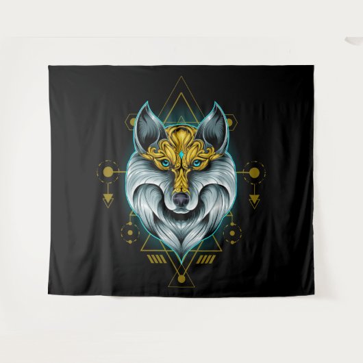 Celtic Tribal Wolf Wandteppich (Vorderseite (Horizontal))