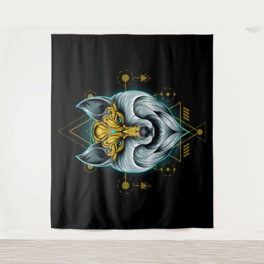 Celtic Tribal Wolf Wandteppich (Vorderseite)