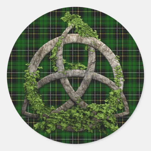 Celtic Trinity Knot and Clan MacAlpine Tartan Runder Aufkleber (Vorderseite)
