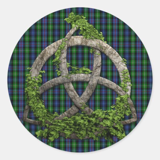 Celtic Trinity Knot and Clan MacKenzie Tartan Runder Aufkleber (Vorderseite)