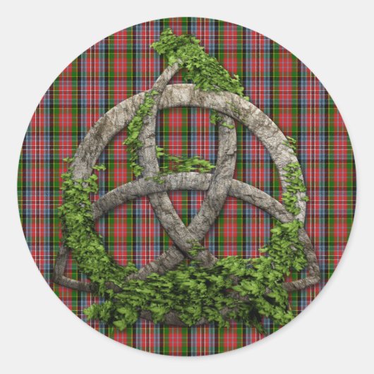 Celtic Trinity Knot and Clan MacPherson Tartan Runder Aufkleber (Vorderseite)