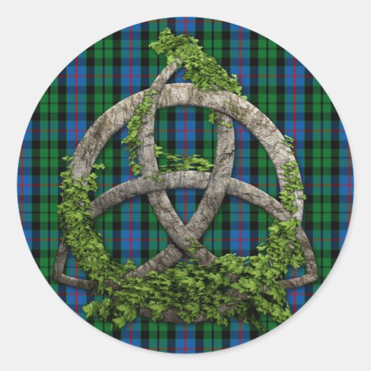 Celtic Trinity Knot and Clan Morrison Tartan Runder Aufkleber (Vorderseite)