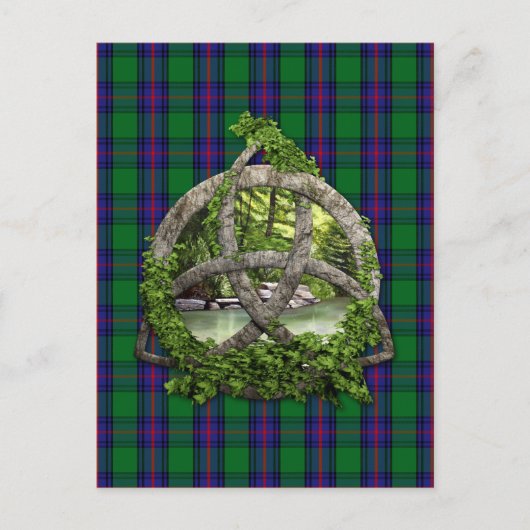 Celtic Trinity Knot and Clan Shaw Tartan Postkarte (Vorderseite)