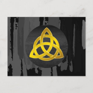 Celtic Trinity Knot Black Watercolor Gold Postkarte