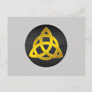 Celtic Trinity Knot Black Watercolor Gold Postkarte