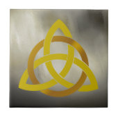 Celtic Trinity Knot Golden Circlone Vintag Fliese (Vorderseite)