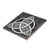 Celtic Trinity Knot in Grays & Black Keramik Tile Fliese (Seite)