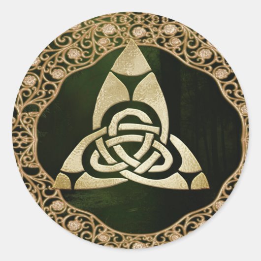 Celtic Trinity Knot on Forest Shadows Runder Aufkleber (Vorderseite)