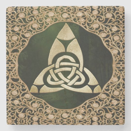 Celtic Trinity Knot on Forest Shadows Steinuntersetzer (Vorderseite)