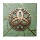 Celtic Trinity Knot on Sage Marble Gold Veins Fliese (Vorderseite)