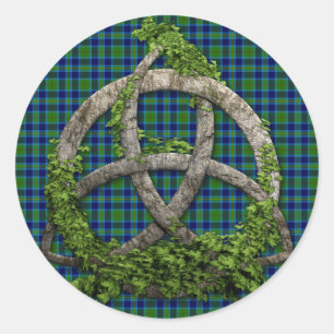 Celtic Trinity Knot und Clan Miller Tartan Runder Aufkleber