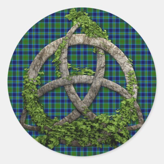 Celtic Trinity Knot und Clan Miller Tartan Runder Aufkleber (Vorderseite)