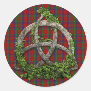 Celtic Trinity Knot und Clan Robertson Tartan Runder Aufkleber