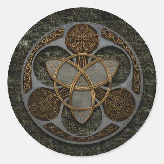 Celtic Trinity Shield Runder Aufkleber (Vorderseite)