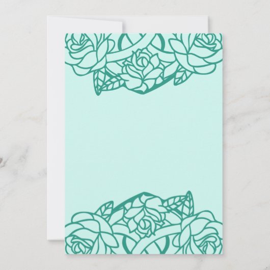 Celtic Triquetra Heart Knochen Flora Aquamarin Han Einladung (Rückseite)