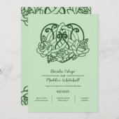 Celtic Triquetra Irish Heart Green Handfasts Einladung (Vorne/Hinten)