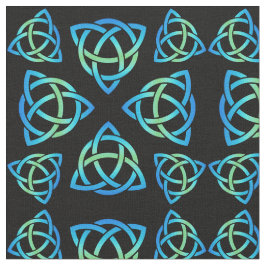 Celtic Triquetra Muster Blues und Green auf Black Stoff