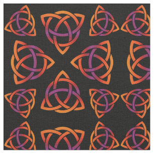 Celtic Triquetra Muster Orangen und Lila auf Bla Stoff