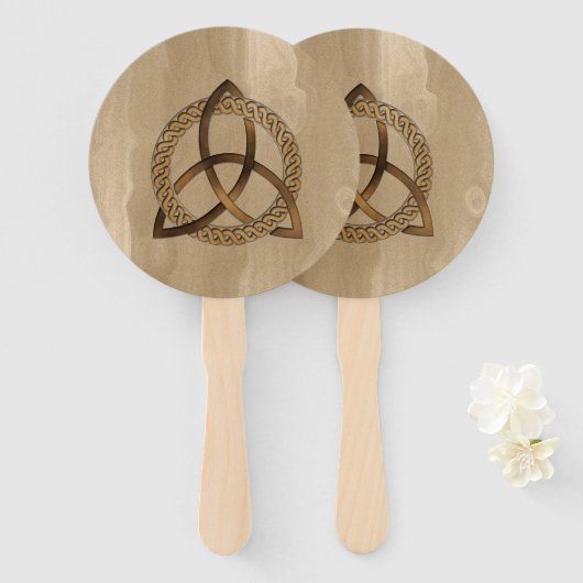 Celtic Triquetra Trinity Knot Hand Fan Fächer (Vorne und Hinten)